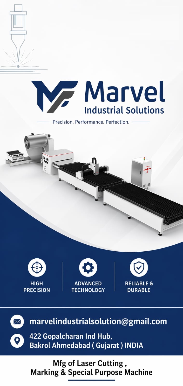 Marvel Industrial Solution fiber laser cutting machine specification and performance overview