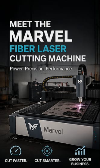 Marvel fiber laser cutting machine cutting metal sheet with clean sparks
