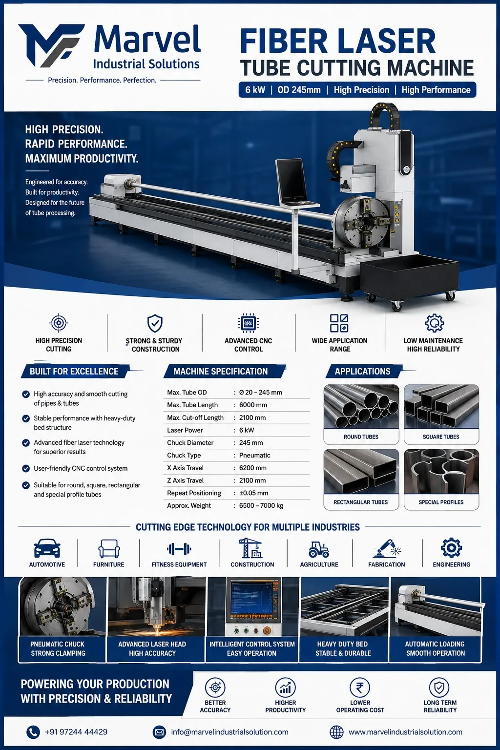 Laser Tube Cutting Machine by Marvel Industrial Solution